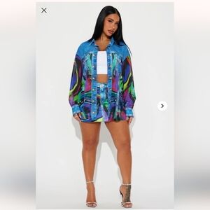 Fashion Nova Colorful Journey Skirt Set - Multi Color Size 1X(14/16) (NWOT)